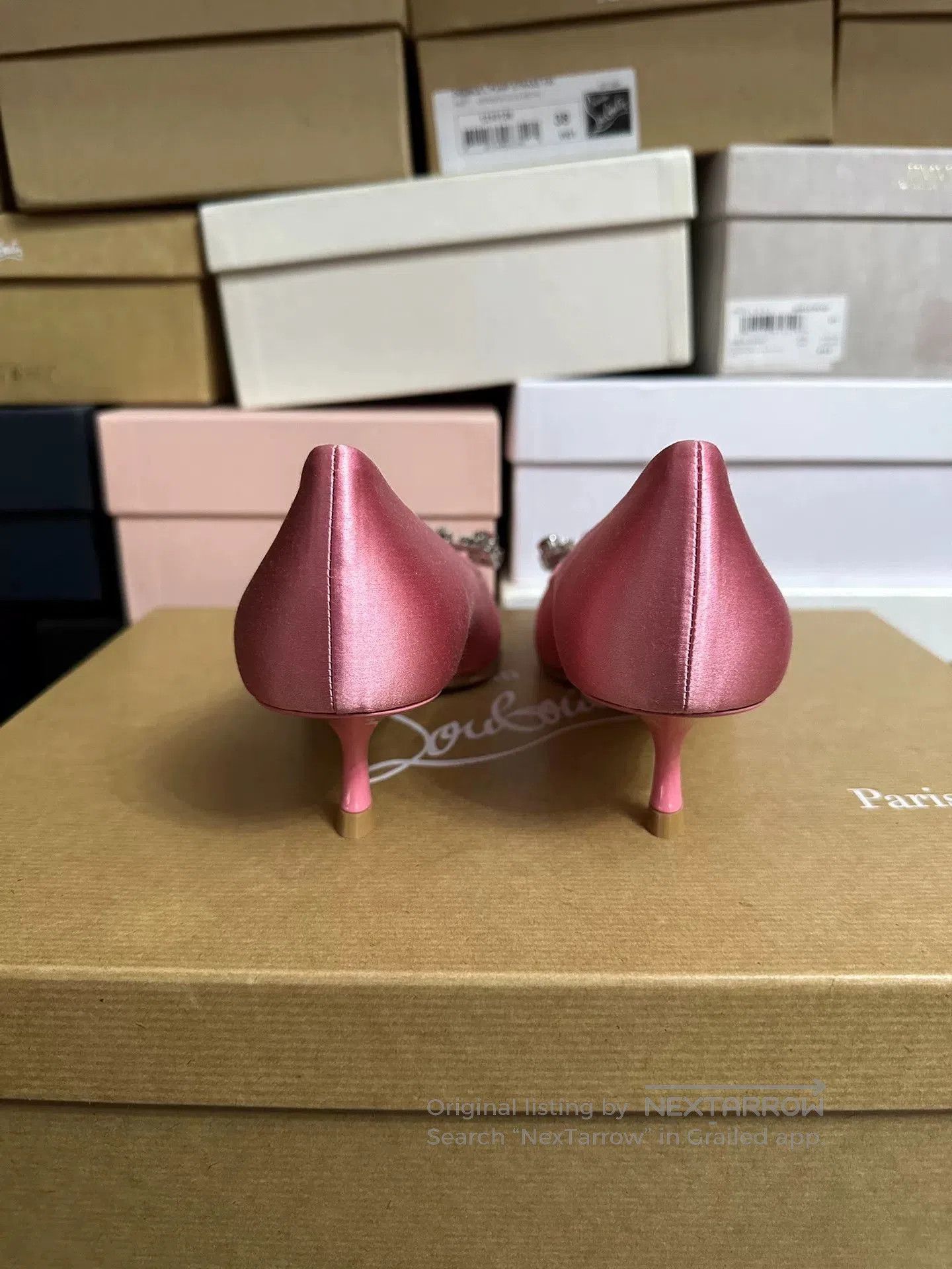 Roger Vivier Roger Vivier Pink Silk Crystal Pointed Heels. Size US 7 / IT 37 - 4 Thumbnail