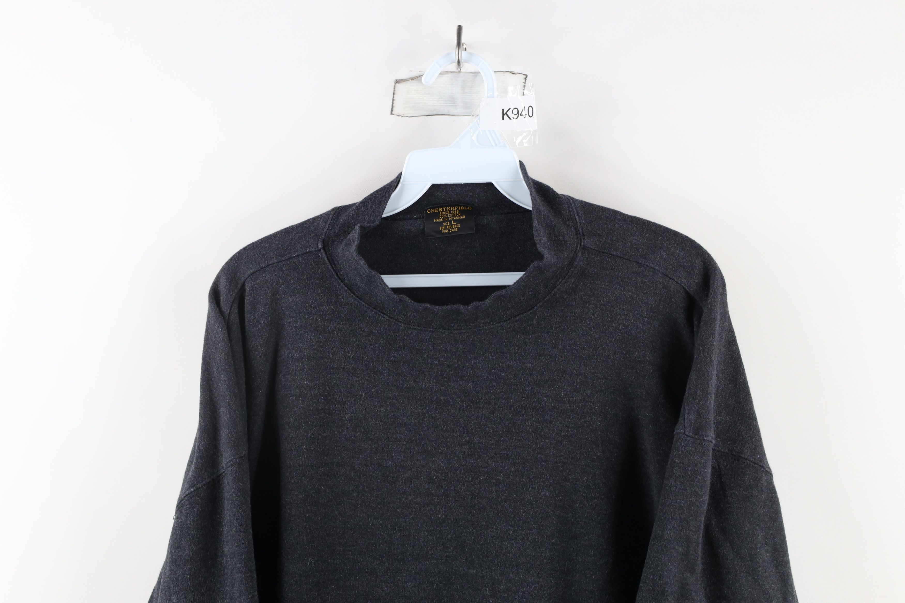 Vintage Vintage 90s Streetwear Mock Neck Long Sleeve T-Shirt Gray Size US L / EU 52-54 / 3 - 2 Thumbnail