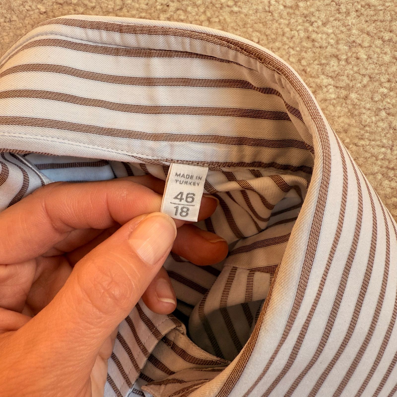 Ermenegildo Zegna Ermenegildo Zegna Striped Cotton Button-Down Shirt Men 18/46 Size US XL / EU 56 / 4 - 5 Thumbnail