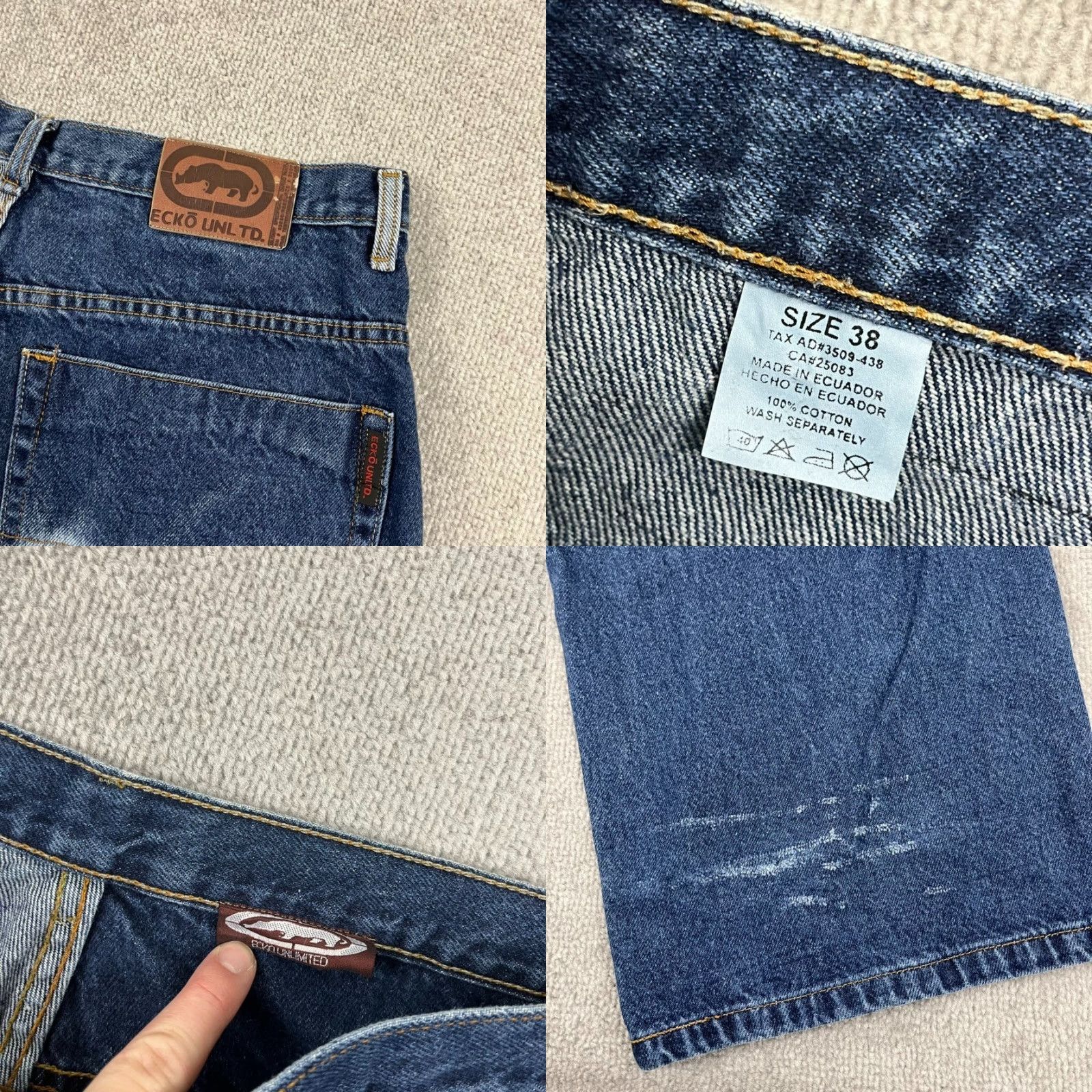 Ecko Unltd. ECKO UNLTD Jeans Men 36 x 34 Blue Denim Wide-Leg Baggy 11" Patchwork Skater Y2K Vintage? No Size US 36 / EU 52 - 8 Thumbnail