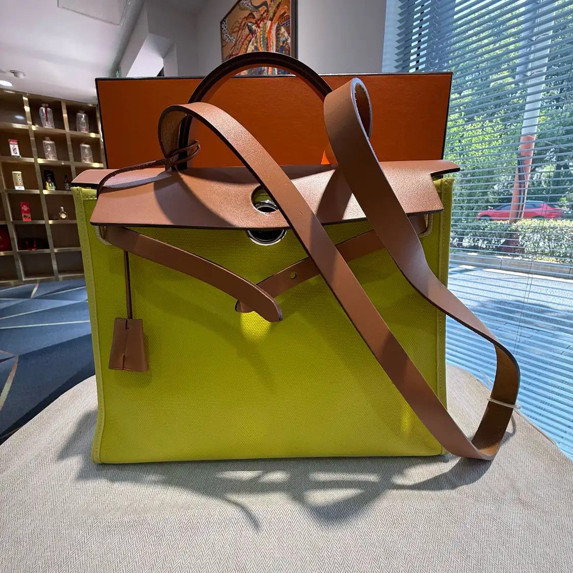 Hermes Hermes Herbag candy yellow coated canvas handbag silver hardware B Size ONE SIZE - 1 Thumbnail