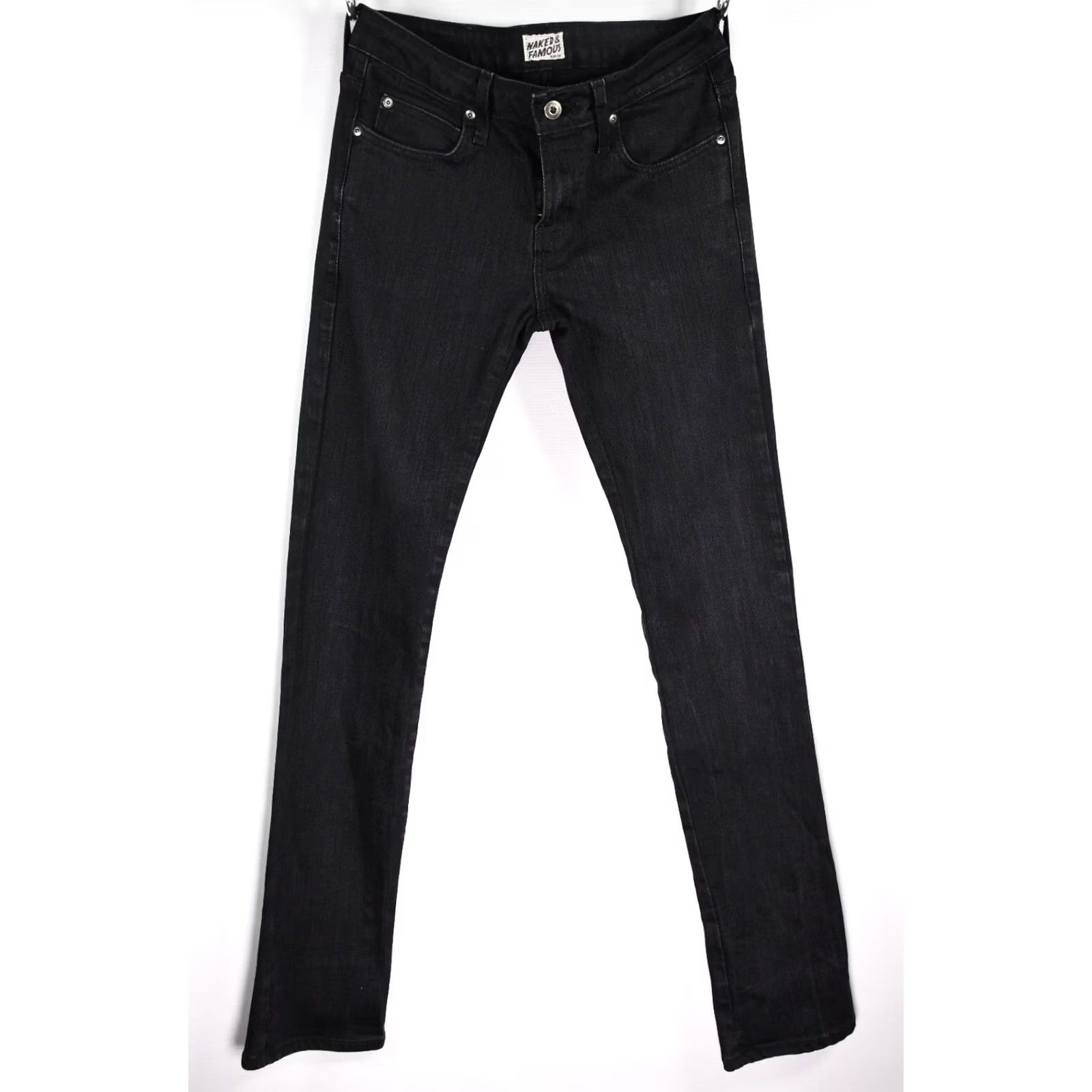 Vintage Naked & Famous Denim Super Guy Black Power-Stretch Jeans Men's 32 W 95%COTTON 5%ELASTANE Regular Slim Black Jeans Mens XS-XL (adjusted) Size US 32 / EU 48 - 2 Thumbnail