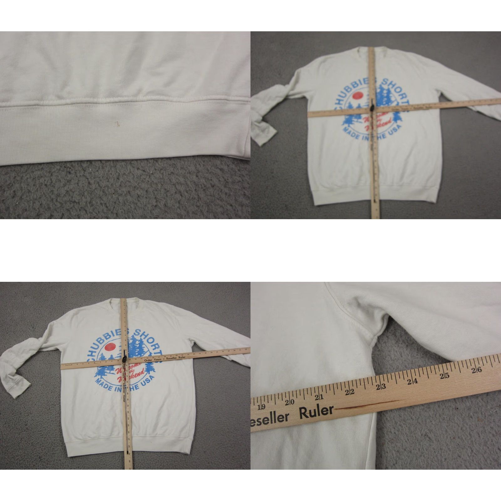 Chubbies Chubbies Sweatshirt Mens M White USA 90s Logo Pullover Fleece Cotton All Seasons Walking Style: Pullover Theme: 90s USA Mens Size US M / EU 48-50 / 2 - 8 Thumbnail