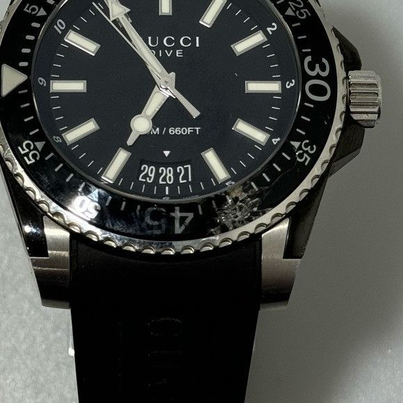 Gucci Gucci Dive Stainless Steel Rubber Strap Watch Black Silver Size ONE SIZE - 2 Thumbnail