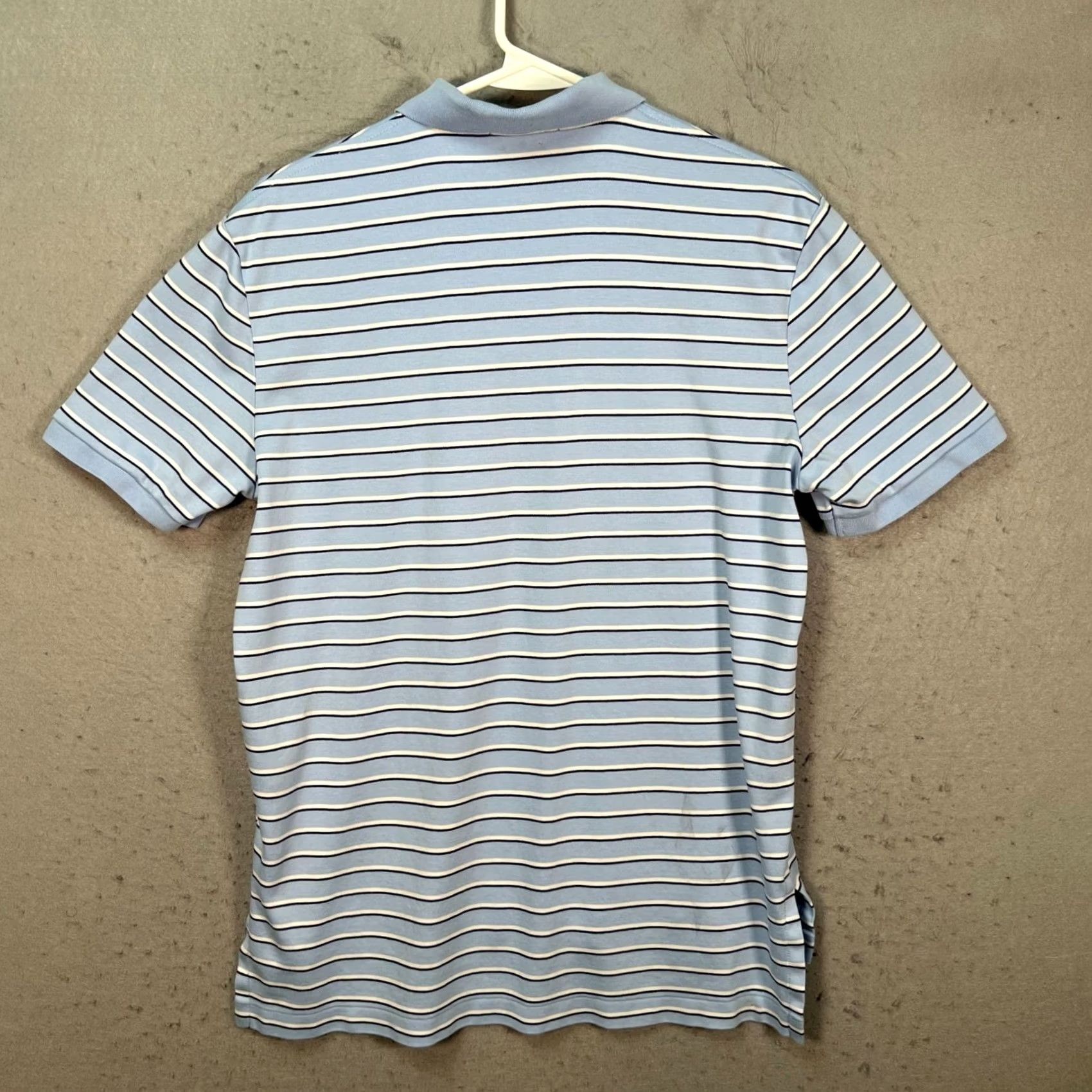 Polo Ralph Lauren Polo Ralph Lauren Polo Shirt Mens Medium Blue & White Striped Pima Soft Touch Cotton Short Sleeve Crewneck Polo Shirt Size US M / EU 48-50 / 2 - 2 Thumbnail