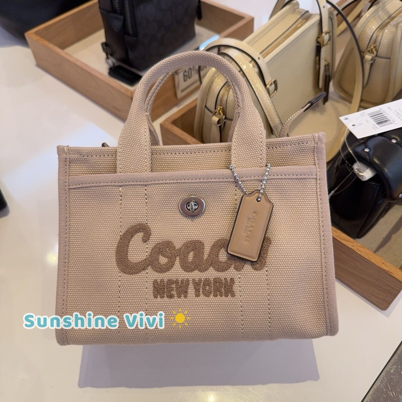 Coach NWT COACH Cargo Tote Bag 20 CZ098 Canvas Silver/Dark Natural Size ONE SIZE - 1 Thumbnail
