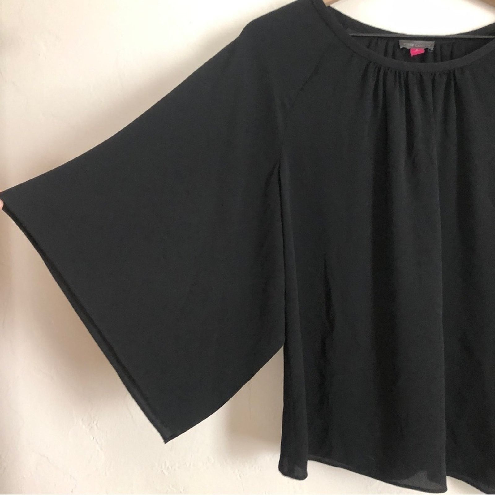 Vince Camuto Vince Camuto Black Flutter Flounce Semi-Sheer Blouse Top Size S / US 4 / IT 40 - 3 Thumbnail