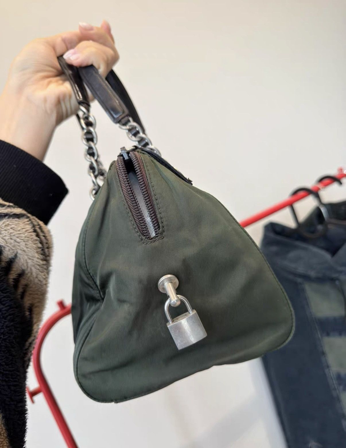 Prada Prada Vintage Retro Army Green Mini Boston Handbag J36 Size ONE SIZE - 4 Thumbnail