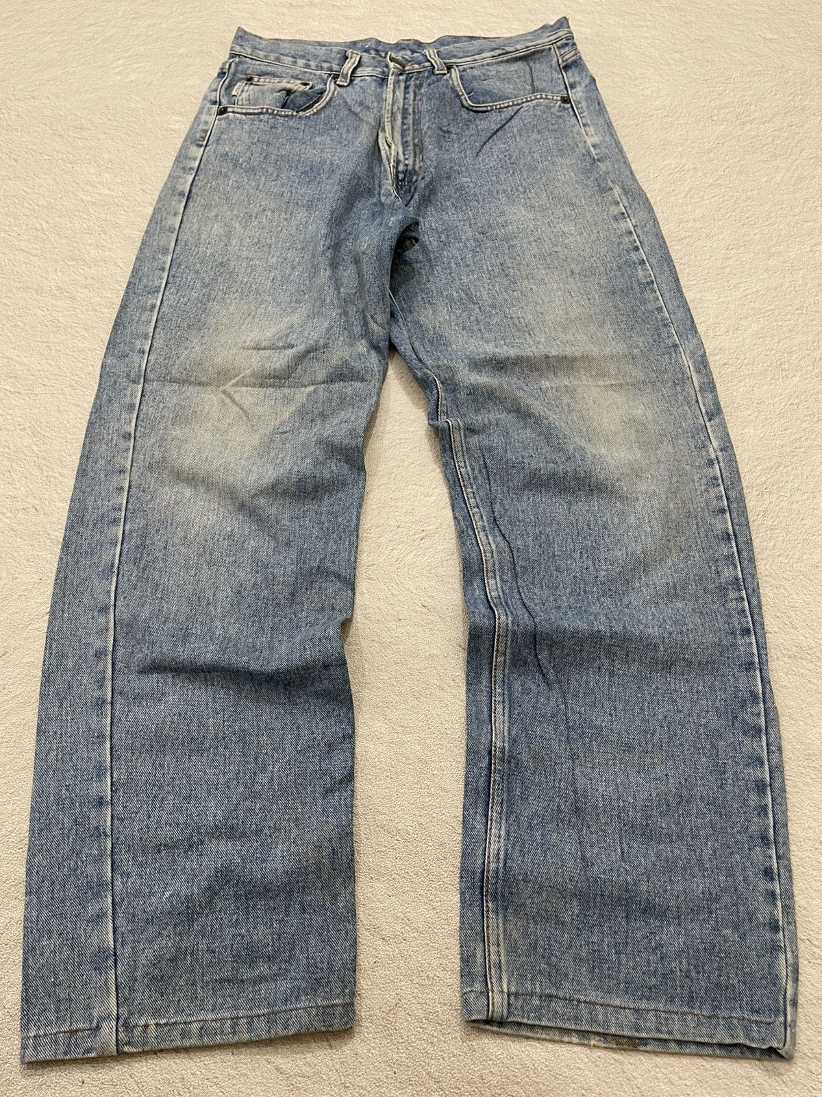 If Six Was Nine 2000s Thomas Burberry Blue Denim Embroidered Y2K Size US 29 - 1 Thumbnail