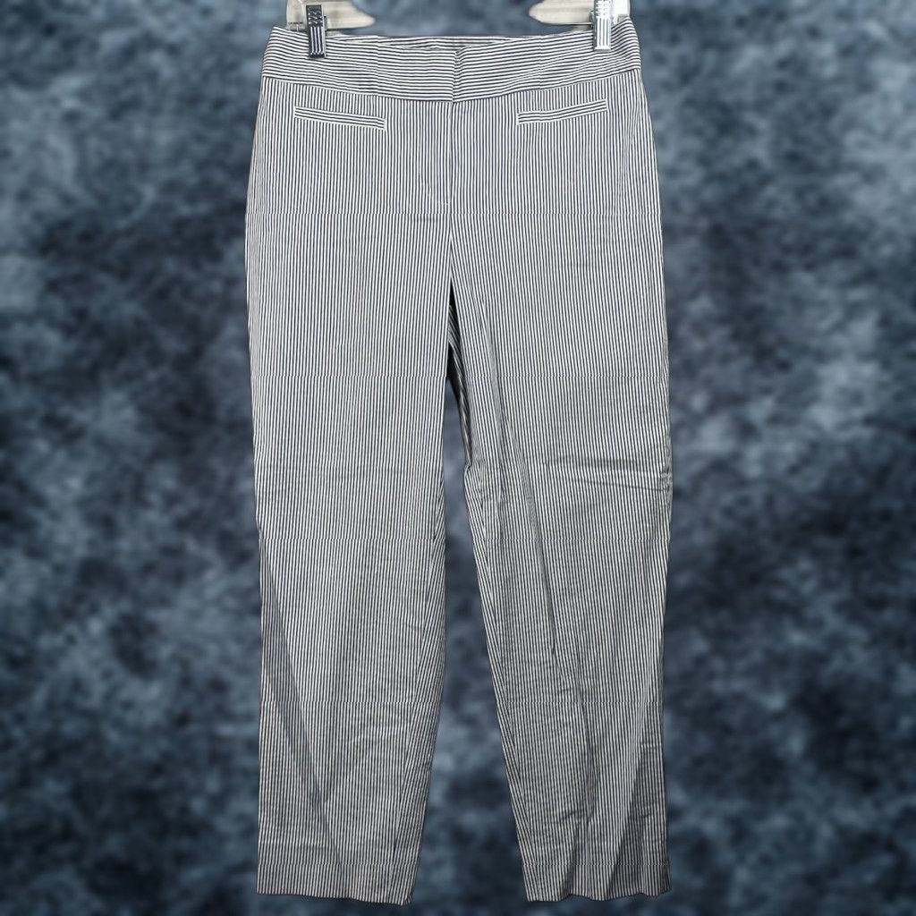 Ann Taylor Ann Taylor Womens Pants Cropped Wide-Leg Blue White Stripe Preppy Stretch 2 Size 26" / US 2 / IT 38 - 1 Thumbnail
