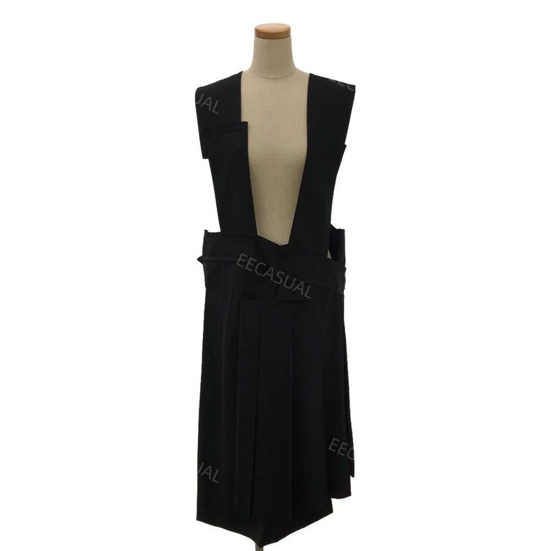 Comme Des Garcons Black Wool Offset Strap Skirt Pleated Sk