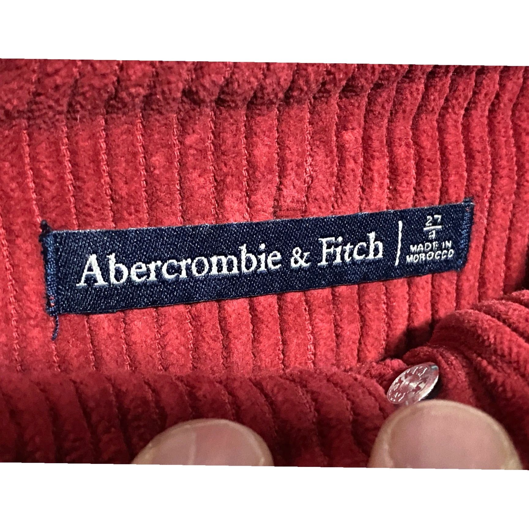 Abercrombie & Fitch Abercrombie Red Corduroy Paper Bag Pants Belt Women 27/4 Twee Preppy Hipster Y2K Jeans Size 27" / US 4 / IT 40 - 5 Thumbnail