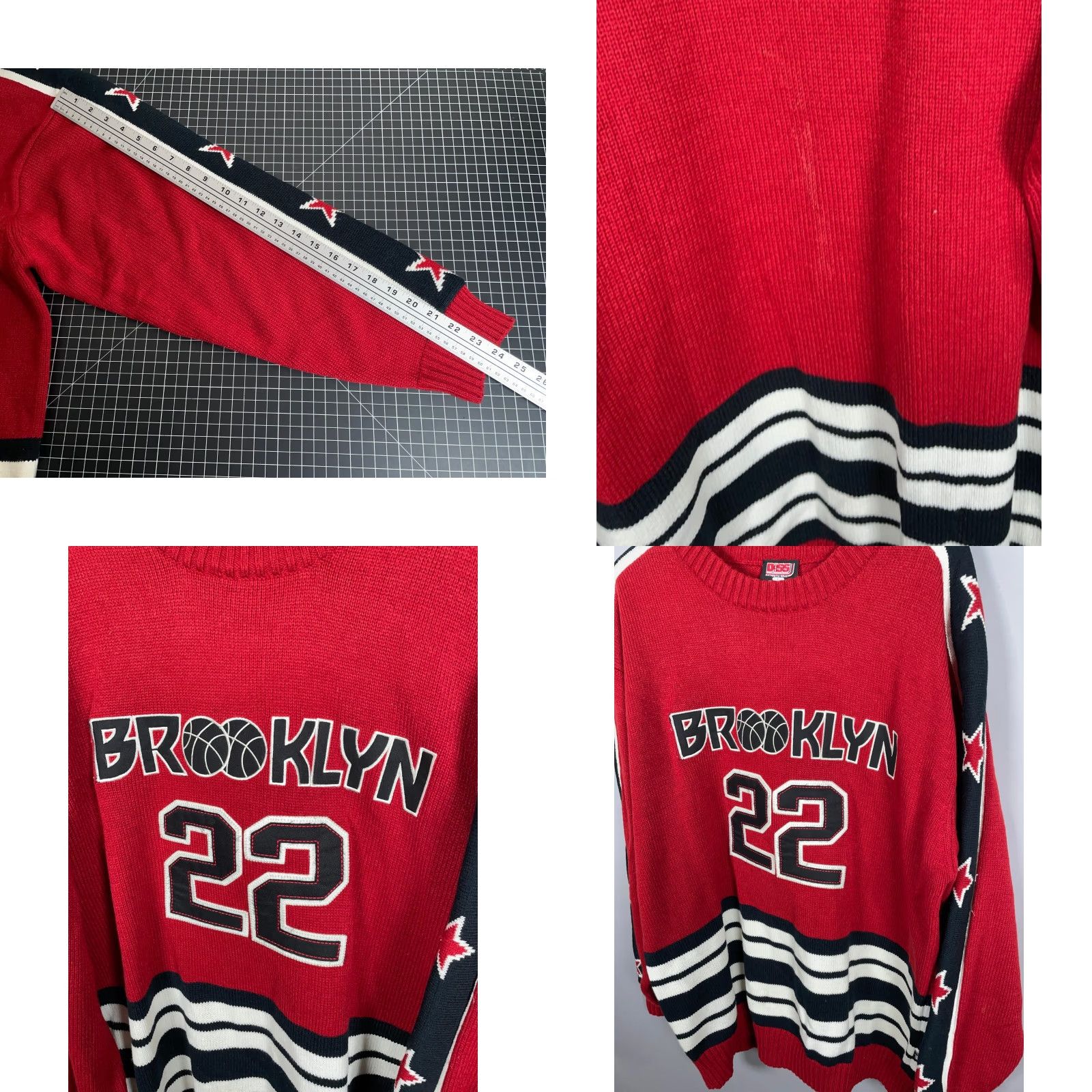 Vintage VINTAGE Diss Brooklyn Sweater Men's Large Heavyweight Embroidered 90s Red Knit Pullover Oversized Casual Fall Winter Size US L / EU 52-54 / 3 - 8 Thumbnail