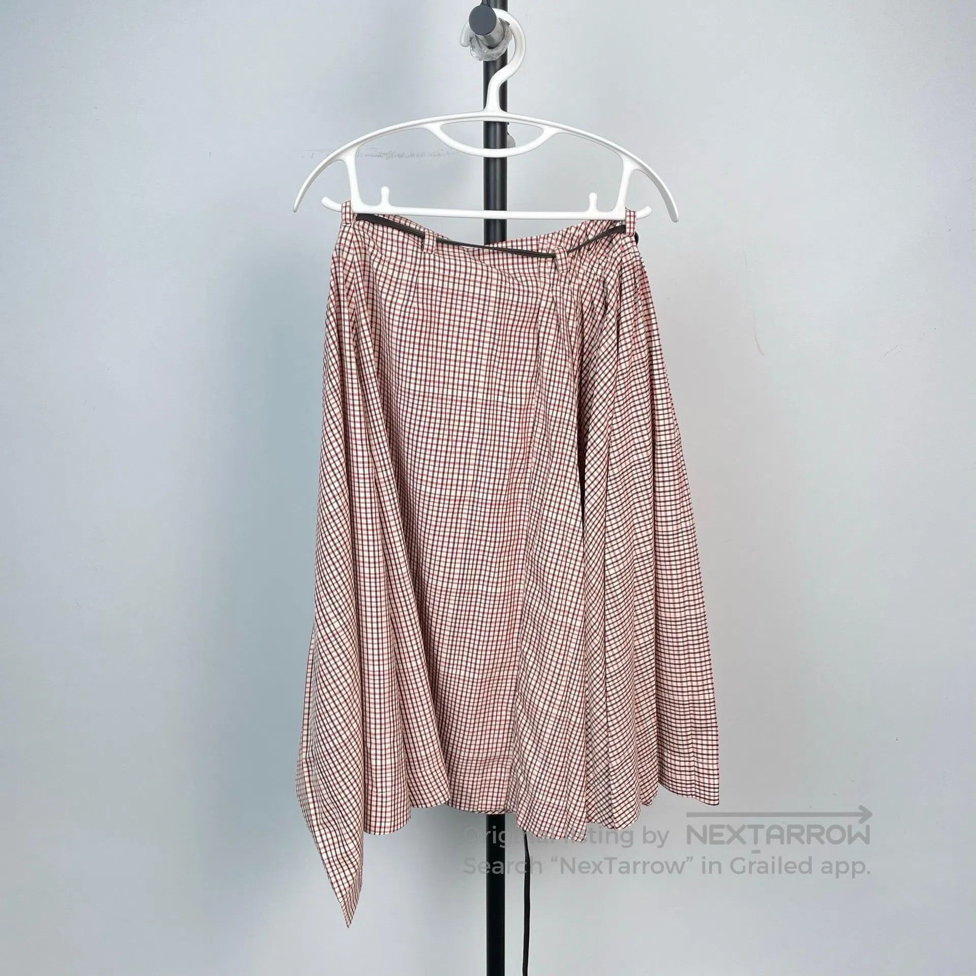 Bottega Veneta Bottega Veneta Red brown tartan half-length skirt| Size 33" - 3 Thumbnail