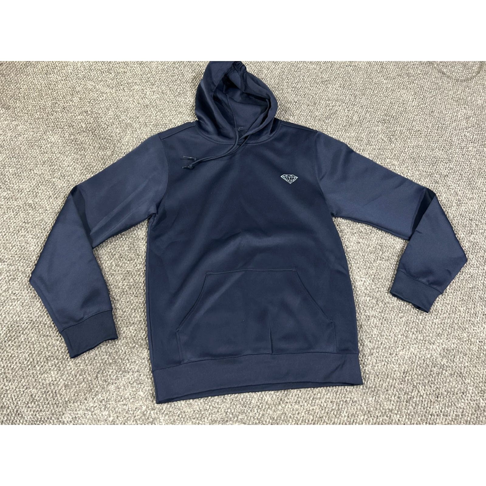 Vintage Diamond Hoodie Mens M Blue Pullover Zip Kangaroo Pocket Streetwear Skate Size US M / EU 48-50 / 2 - 2 Thumbnail