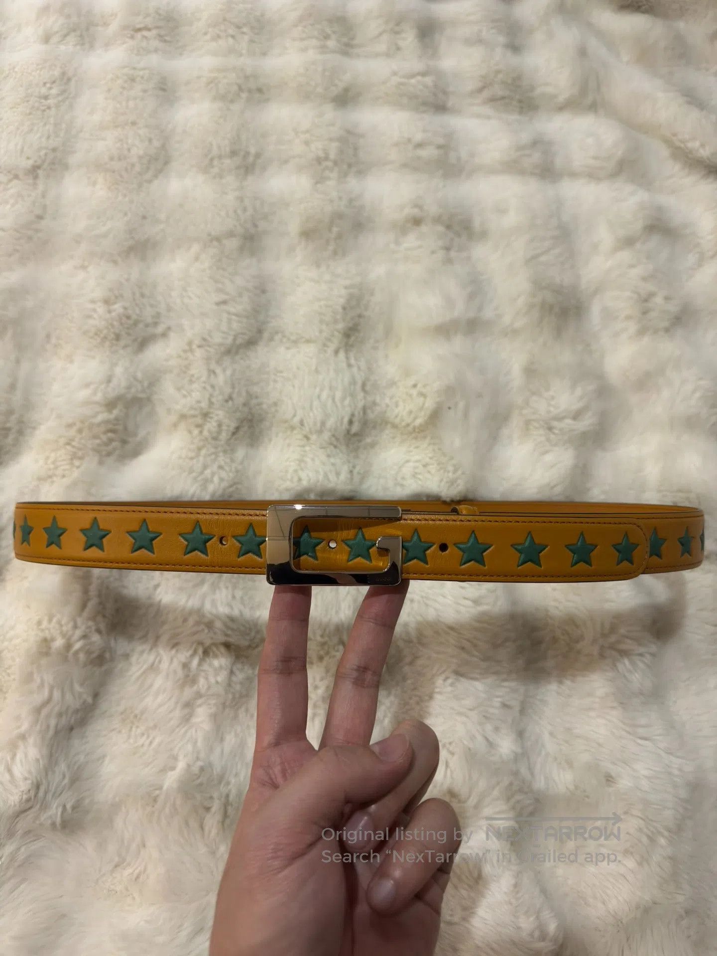 Gucci Guicci Star-shaped silver buckle men's belt| Size ONE SIZE - 2 Thumbnail
