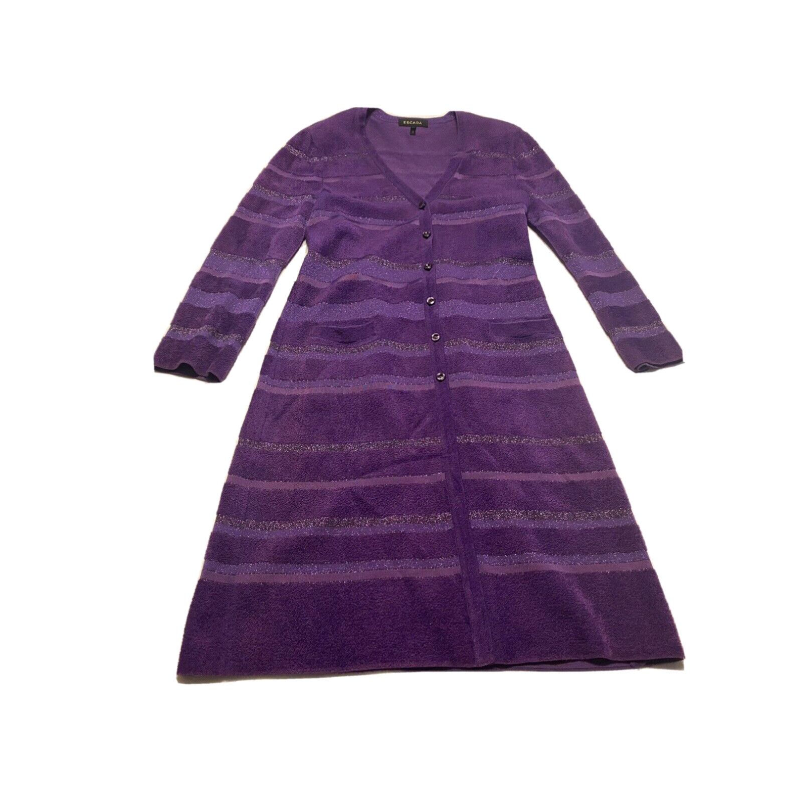 image of Escada Rayon Wool Blend Full Length Button Down Dress Purple Size 40 R1 in White, Women's