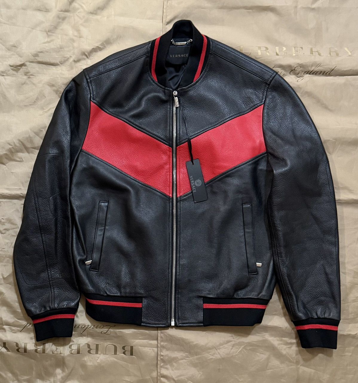 Versace Versace Calf Leather Colorblock Pattern Jacket size 48 $6500 Size US M / EU 48-50 / 2 - 2 Thumbnail