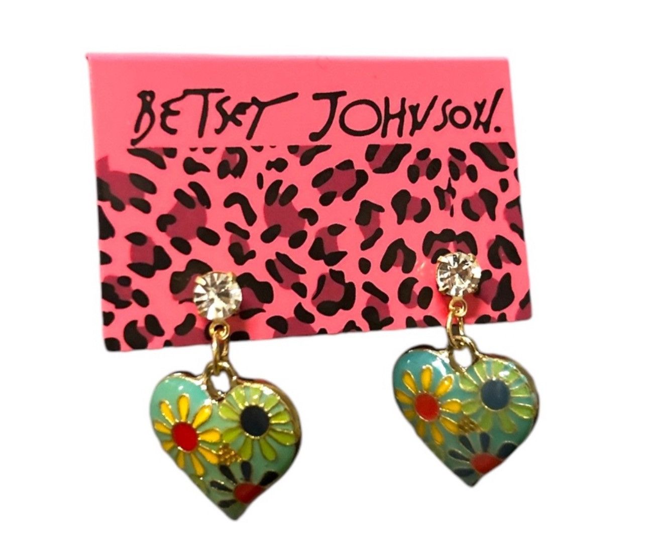 Betsey Johnson BETSEY JOHNSON Y2K Abstract Floral Crystal Drop Earrings Size ONE SIZE - 4 Thumbnail