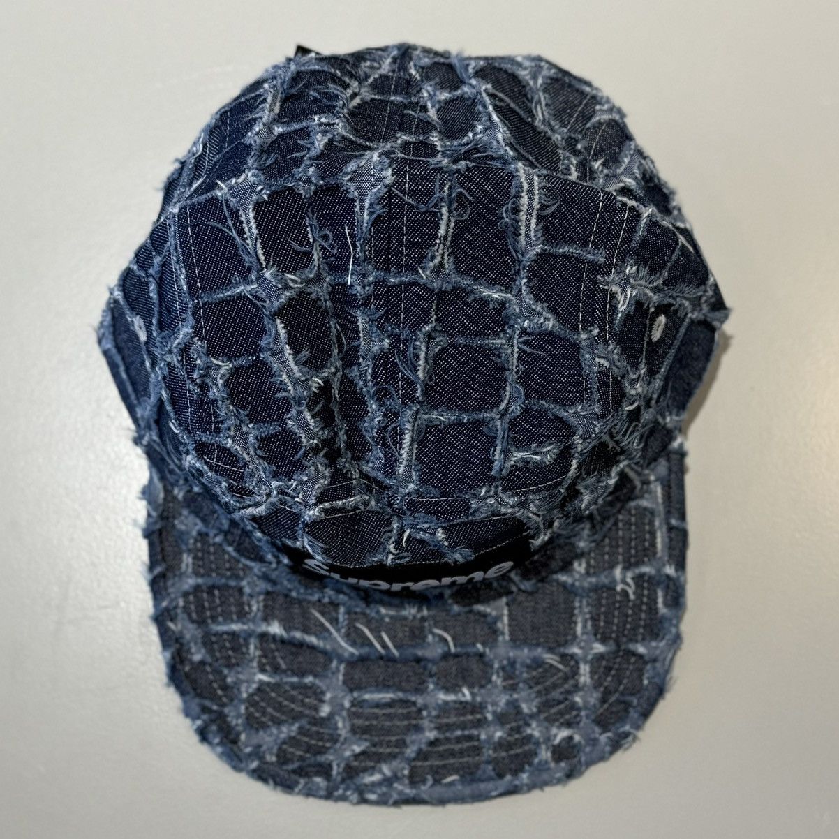 Supreme Supreme Frayed Croc Denim Camp Cap Indigo | Grailed
