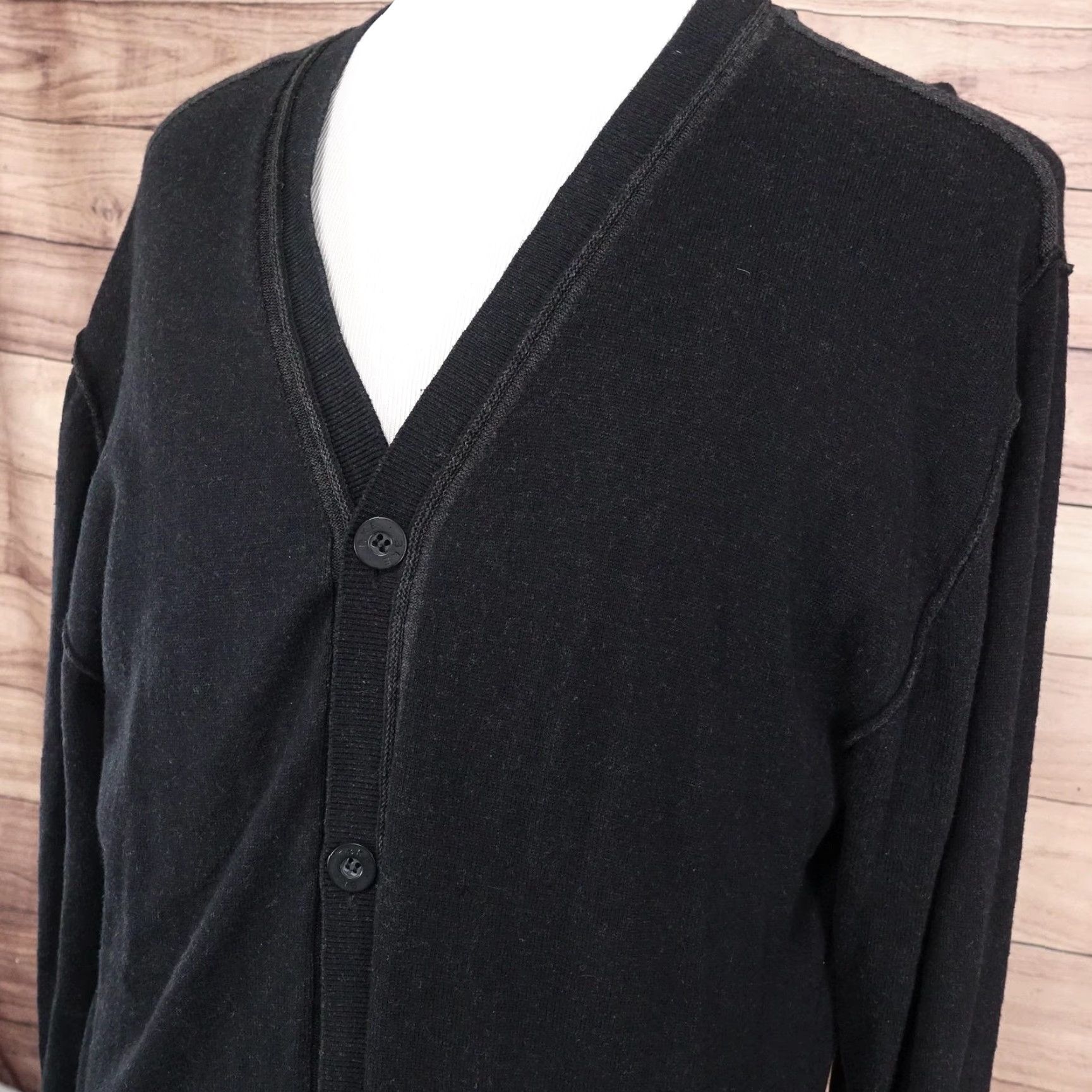 BKE BKE Men's XL Cardigan Sweater Knit V-Neck Casual Cotton Black All Seasons Size US XL / EU 56 / 4 - 2 Thumbnail