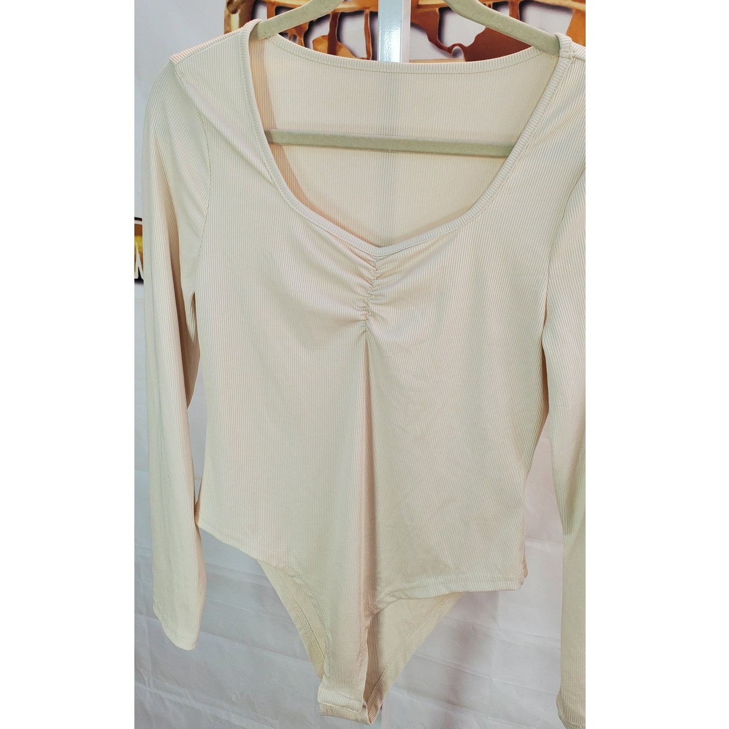 Shein Shein Beige Cream Long Sleeve Bodysuit Size Xlarge Size XL / US 12-14 / IT 48-50 - 3 Thumbnail