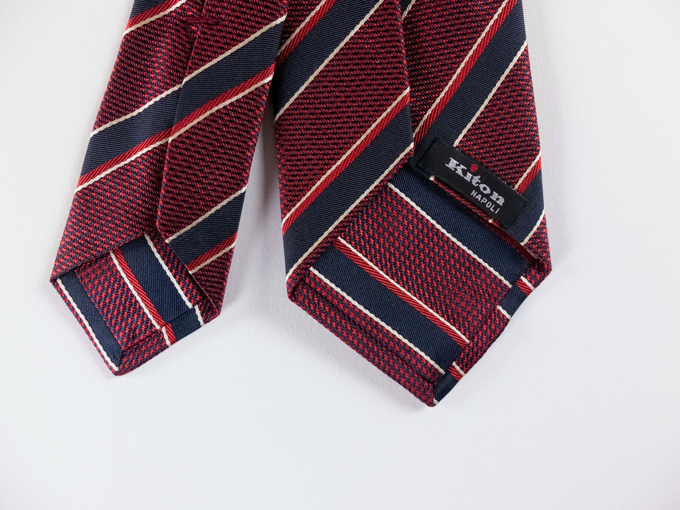 Kiton KITON Napoli hand made red striped silk tie authentic Size ONE SIZE - 3 Thumbnail