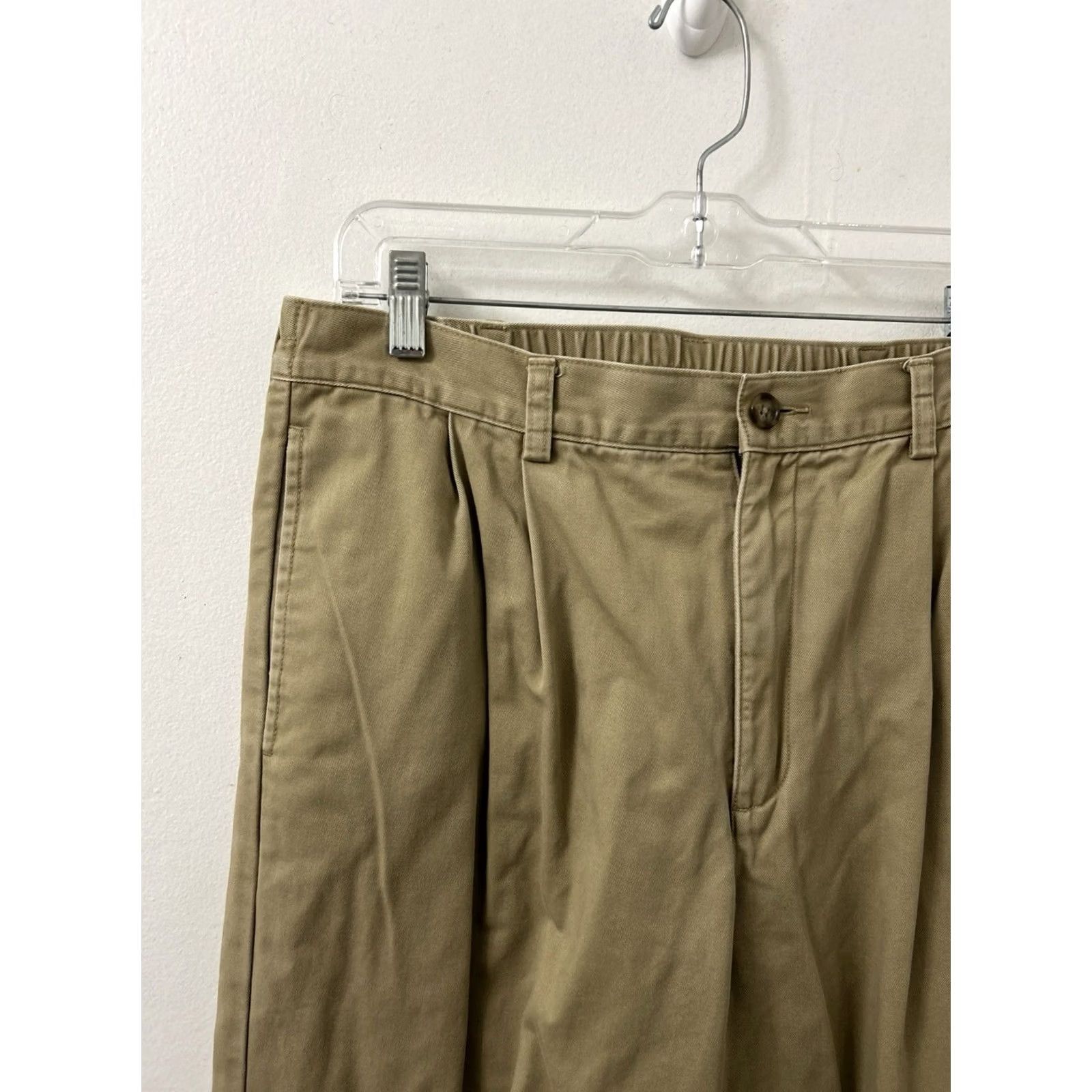 Vintage LL Bean Pants Mens 35x33 Chino Flannel Lined Comfort Waist Pleated Tan Beige 100% Cotton Vintage No Size US 35 - 4 Thumbnail