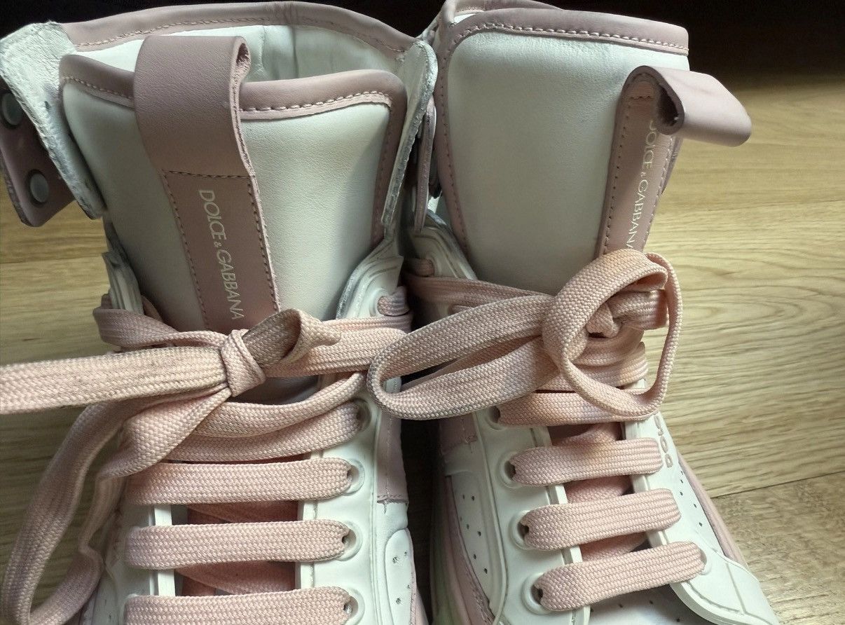 Dolce & Gabbana DOLCE & GABBANA White/Pink Portofino Donna High Top Sneakers Size US 10.5 / IT 40.5 - 7 Thumbnail
