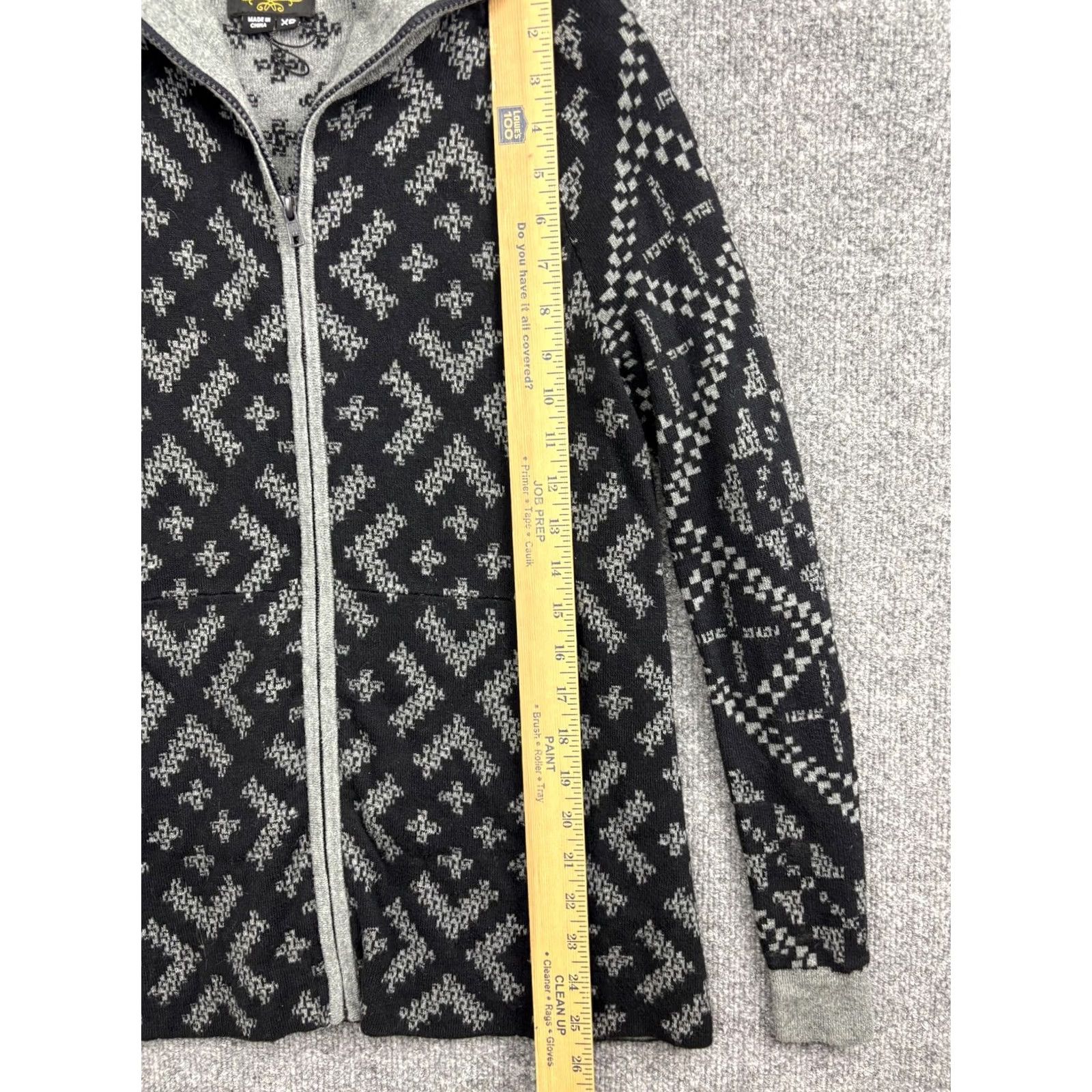 Vintage Icelandic Design Sweater Womens XS Black Geometric Full Zip Mock Neck Knit Size XS / US 0-2 / IT 36-38 - 3 Thumbnail