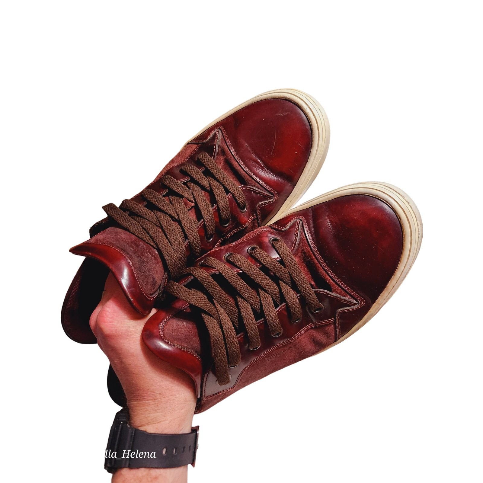 Salvatore Ferragamo Salvatore Ferragamo Sneakers Deep Burgundy Red Leather 12 US Size US 12 / EU 45 - 11 Thumbnail