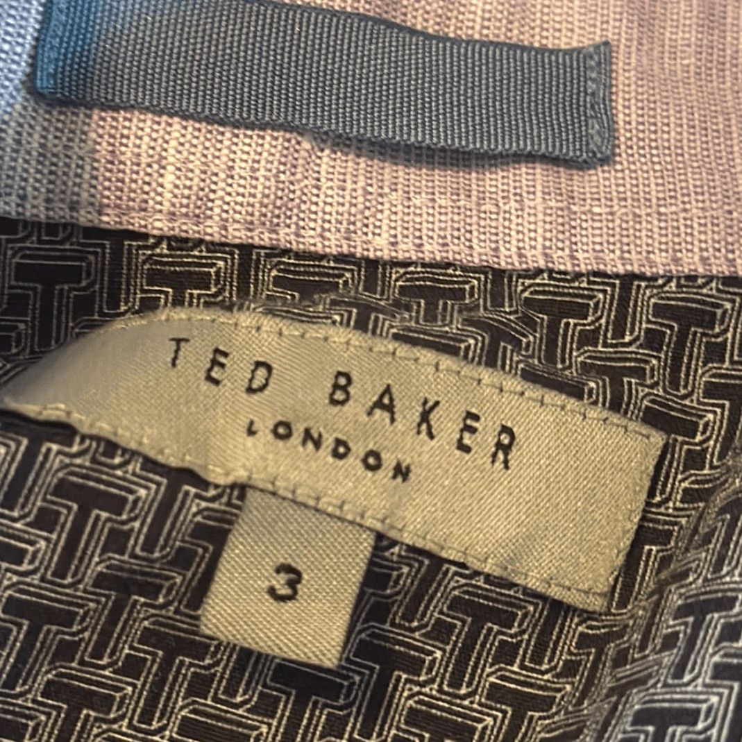 Ted Baker Ted Baker London Mens Purple Long Sleeve Linen Blend Dress Shirt M Size 40R - 4 Thumbnail