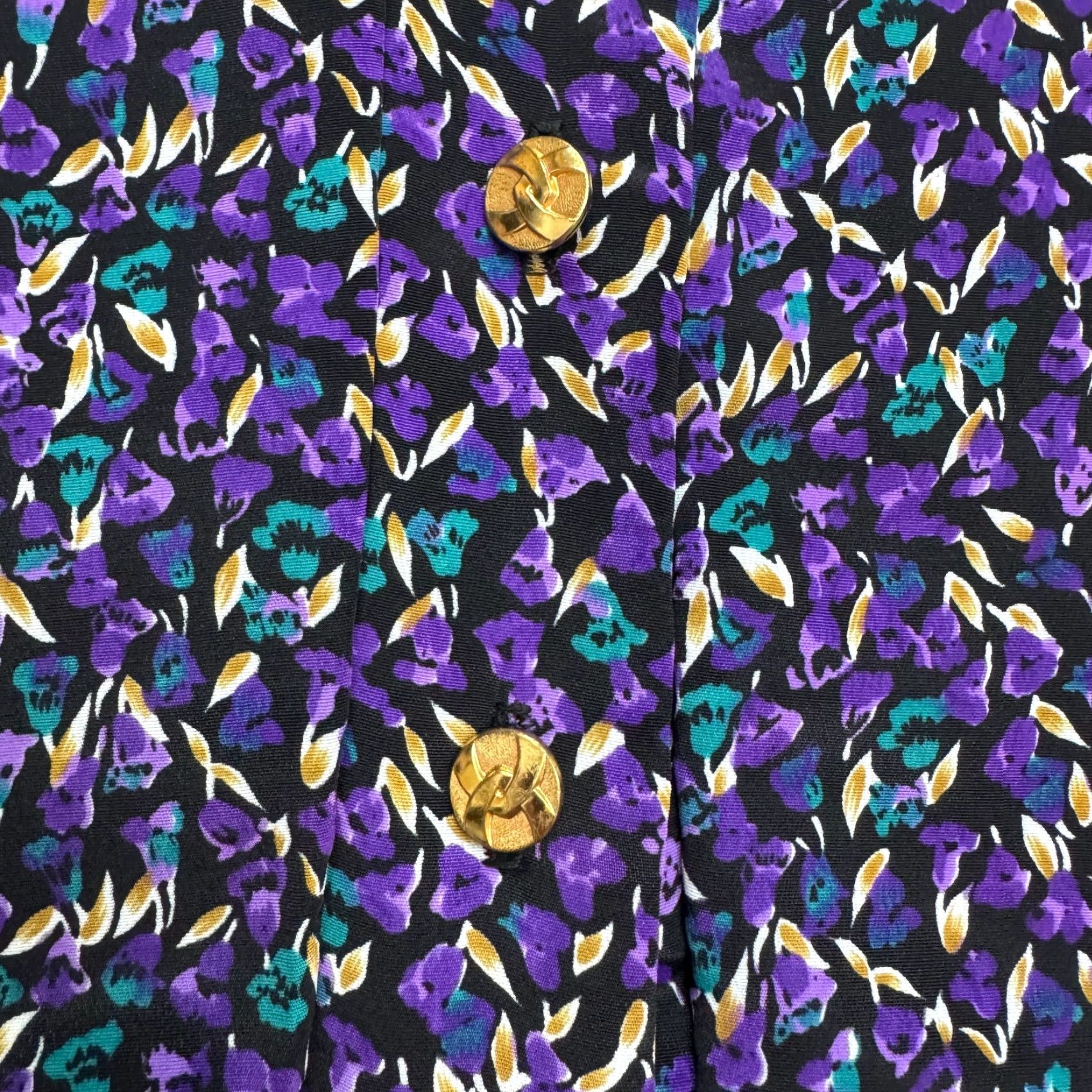Vintage VINTAGE CB New York 90s Floral Blouse Womens 12 Purple Black Long Sleeve Floral Shirt Womens Regular Purple 90s Bohemian Retro Blouse Size XL / US 12-14 / IT 48-50 - 3 Thumbnail