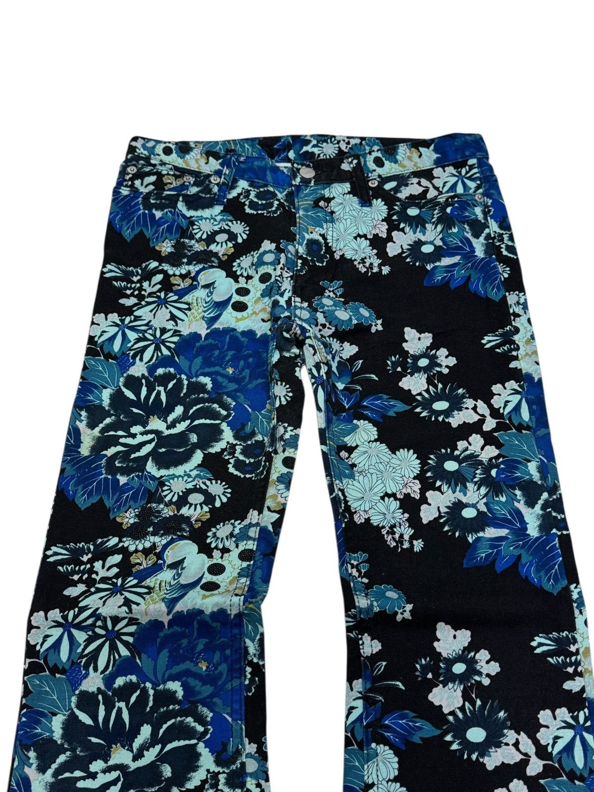 Vintage Vintage Glamdy Flared Floral Design Denim Pant Size US 28 / EU 44 - 3 Thumbnail