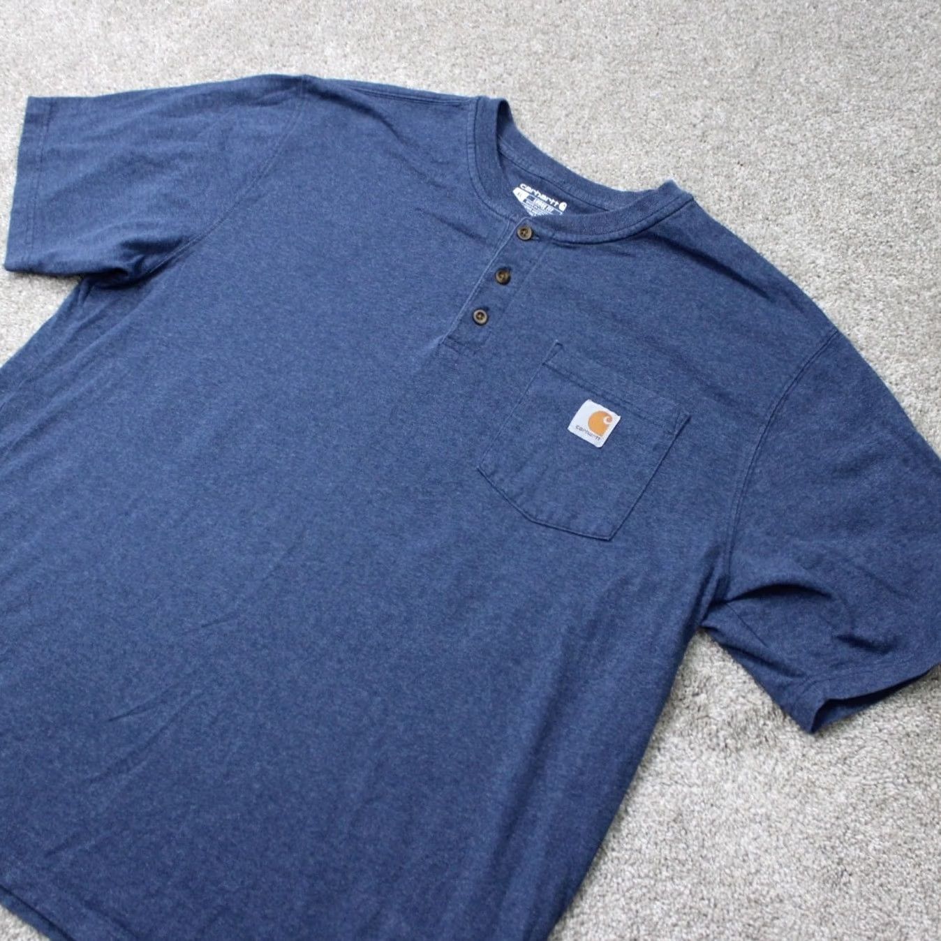 Carhartt Carhartt Henley Shirt Mens XL Blue Short Sleeve Cotton/Polyester Crew Neck T-Shirt Size US XL / EU 56 / 4 - 3 Thumbnail
