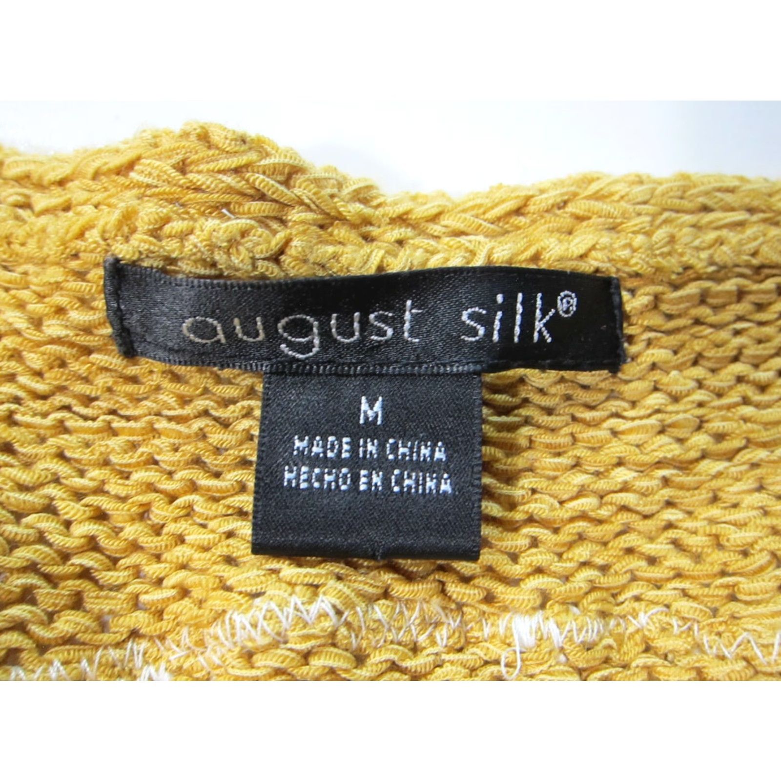 Vintage August Silk Mustard Yellow Knit White Embroidered V-Neck Sleeveless Sweater M Size M / US 6-8 / IT 42-44 - 3 Thumbnail