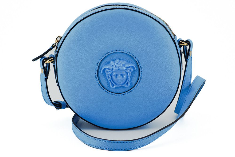 Versace Chic Blue Leather Round Shoulder Women's Bag Size ONE SIZE - 1 Thumbnail