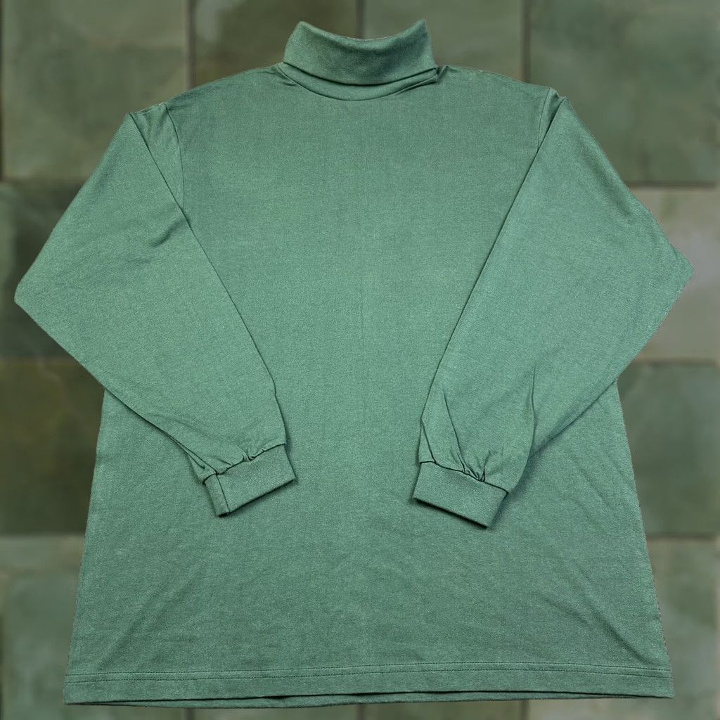 Basic Editions VINTAGE Basic Editions Long Sleeve Turtleneck Shirt Adult L Green 90s USA Vintage Mens Womens Unisex Size US L / EU 52-54 / 3 - 1 Thumbnail