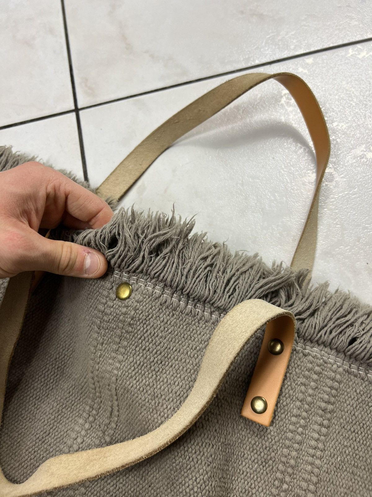 Loewe Loewe big tote bag knitted canvas fringle leather logo Size ONE SIZE - 16 Thumbnail