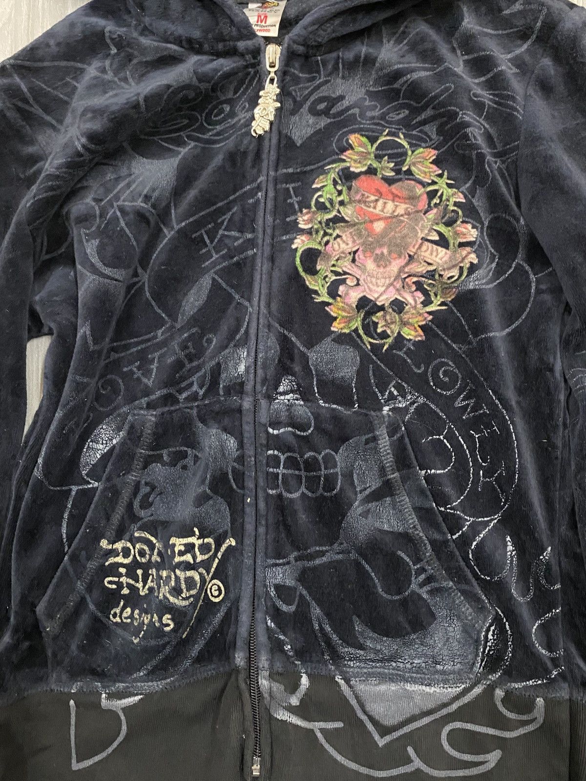 Ed Hardy Vtg Ed Hardy Velvet Hoodie Zipper Size US M / EU 48-50 / 2 - 8 Thumbnail