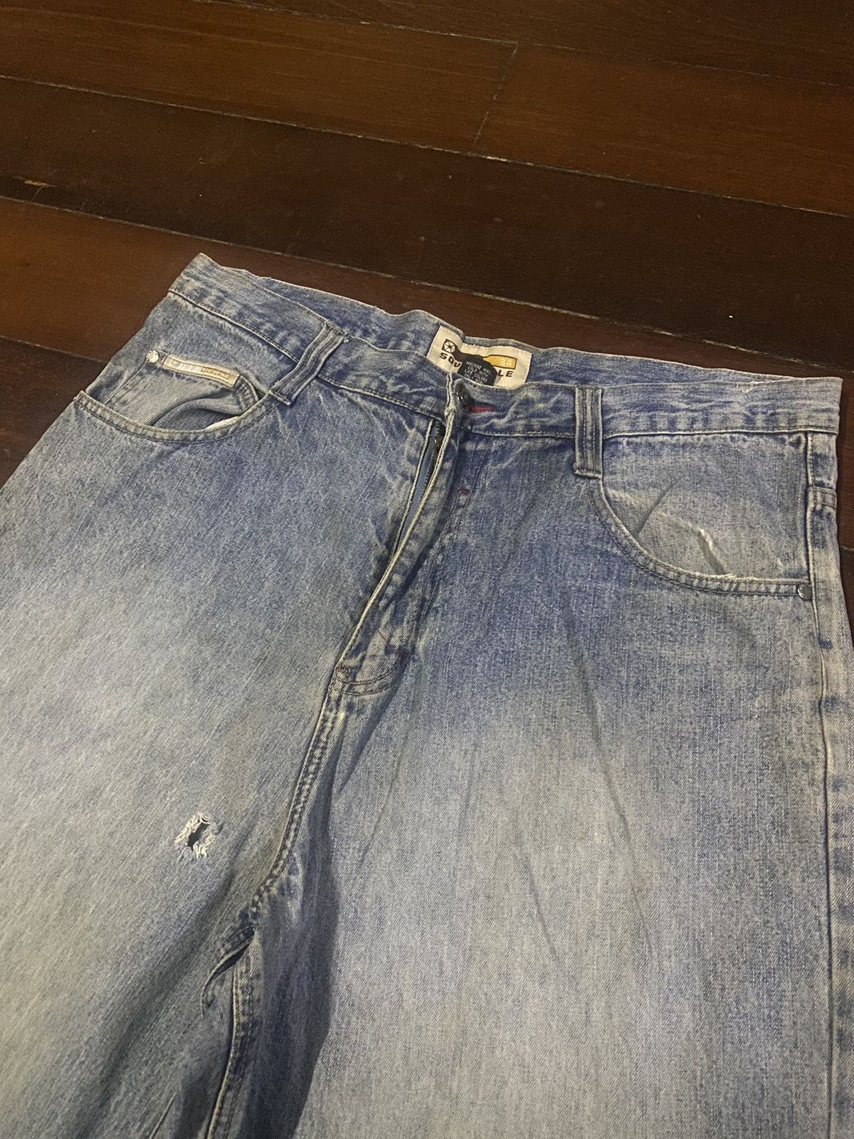 Anchor Blue × Southpole Fire vintage southpole wideleg baggy distressed mud wash Size US 34 / EU 50 - 7 Thumbnail