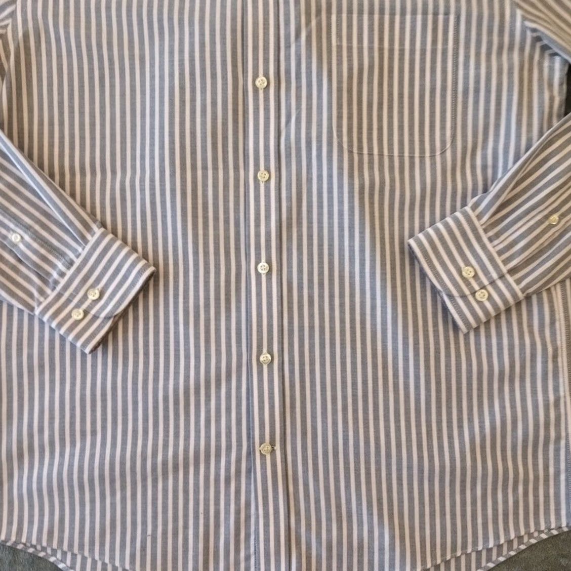 Stafford Stafford Shirt Mens Size 16 Blue Striped Long Sleeve Button-Down Oxford Shirt Size US L / EU 52-54 / 3 - 3 Thumbnail