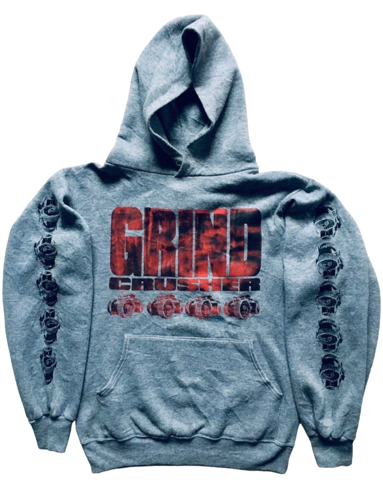 image of Band Tees x Rock Band 90's Vintage Napalm Death Morbid Angel Album Promo Hoodie in Grey (Size Small