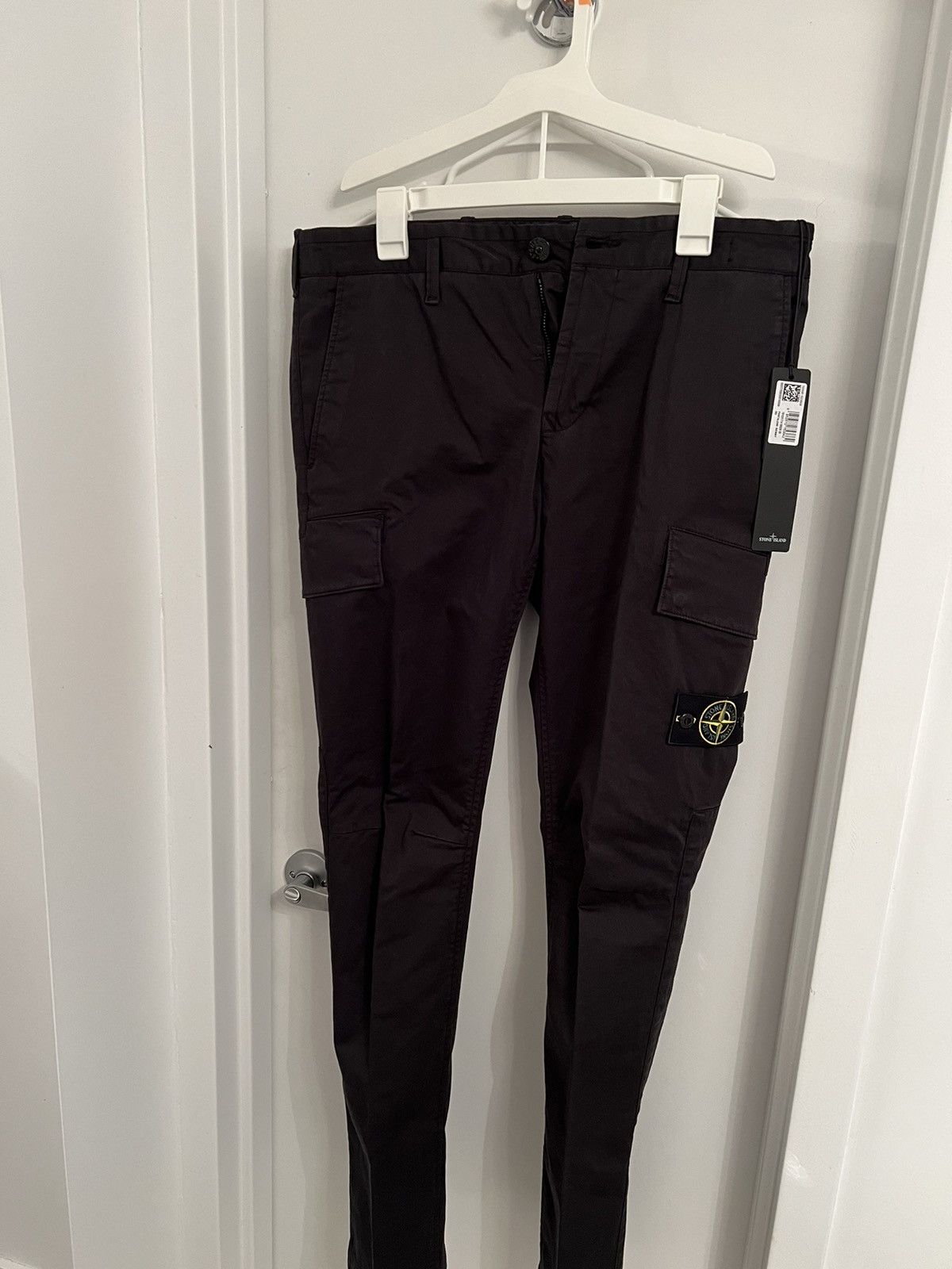 image of Stone Island Black Cargo Pants, Men's (Size 33)