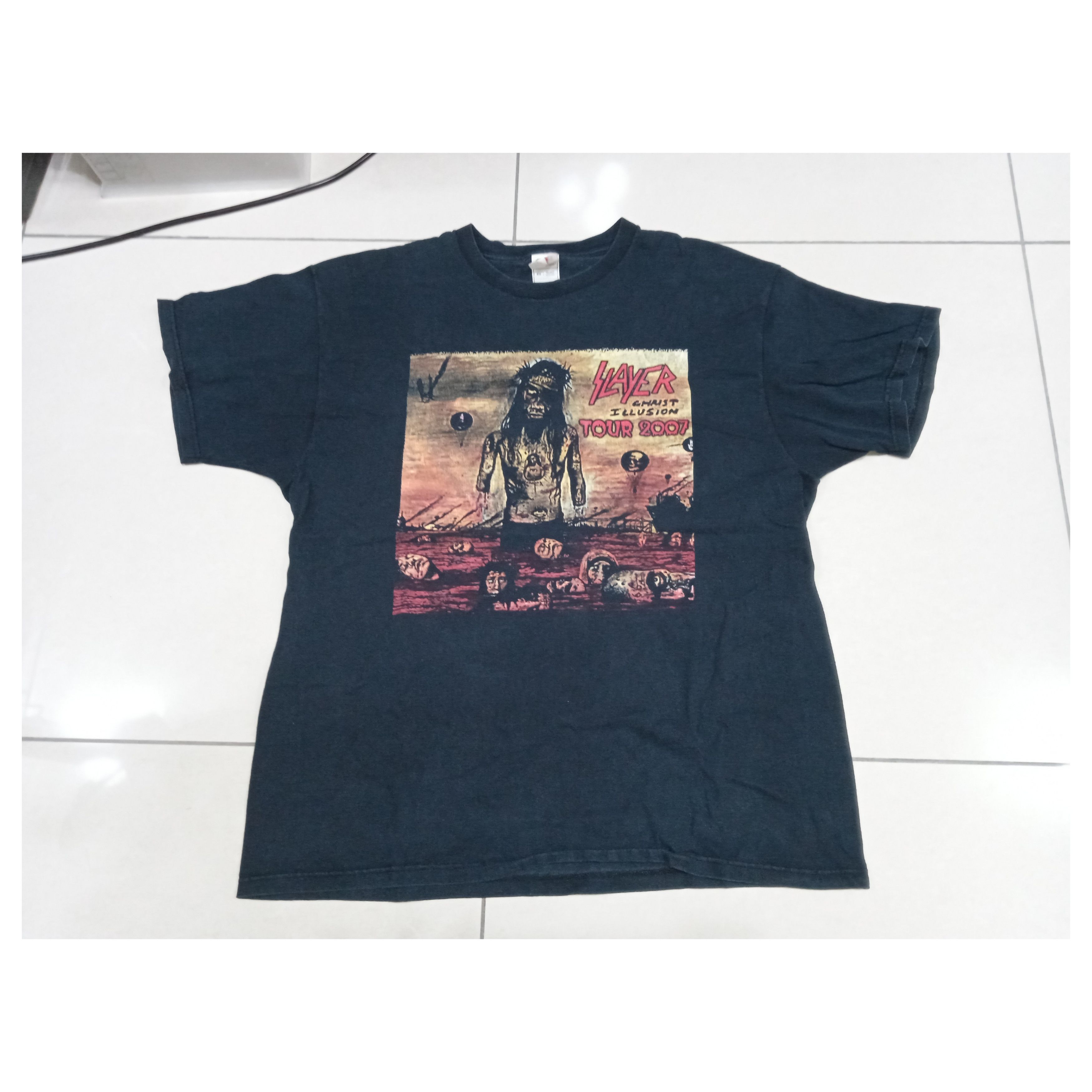 Band Tees × Vintage Vintage 2000s Slayer Christ Illusion 2007 Bootleg T Shirt Size US XL / EU 56 / 4 - 2 Thumbnail