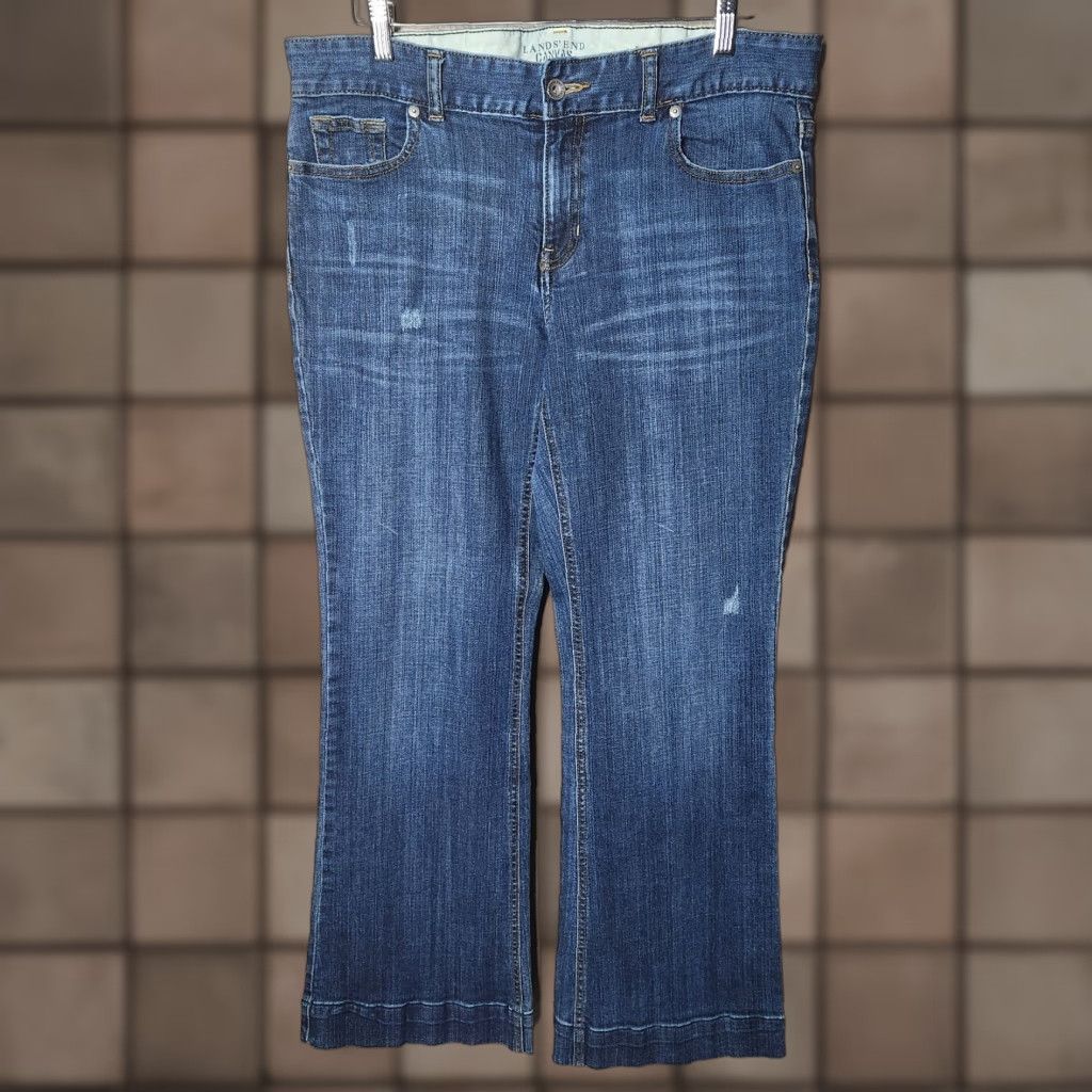 Lands' End VINTAGE Lands' End Womens Fit & Flare Medium Wash Blue Jeans-Size 16/33 Size 24" / US 00 / IT 34 - 1 Thumbnail