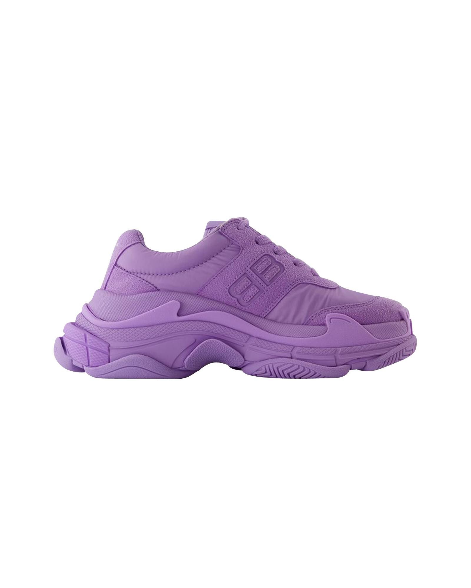 image of Balenciaga Lilac Nylon Triple S Sneakers With Rubber Sole in Violet/Purple, Women's (Size 9)