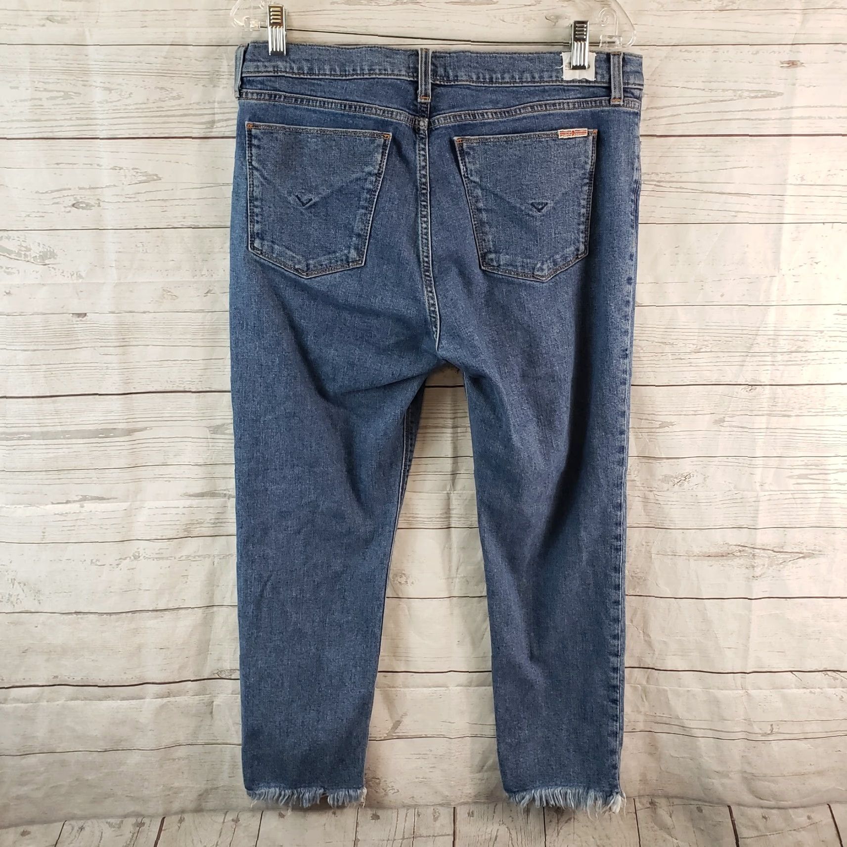 Hudson Hudson Womens Luxe Crop Riley Jeans Sz 29 Blue Mid Rise Relaxed Straight Size 29" - 3 Thumbnail