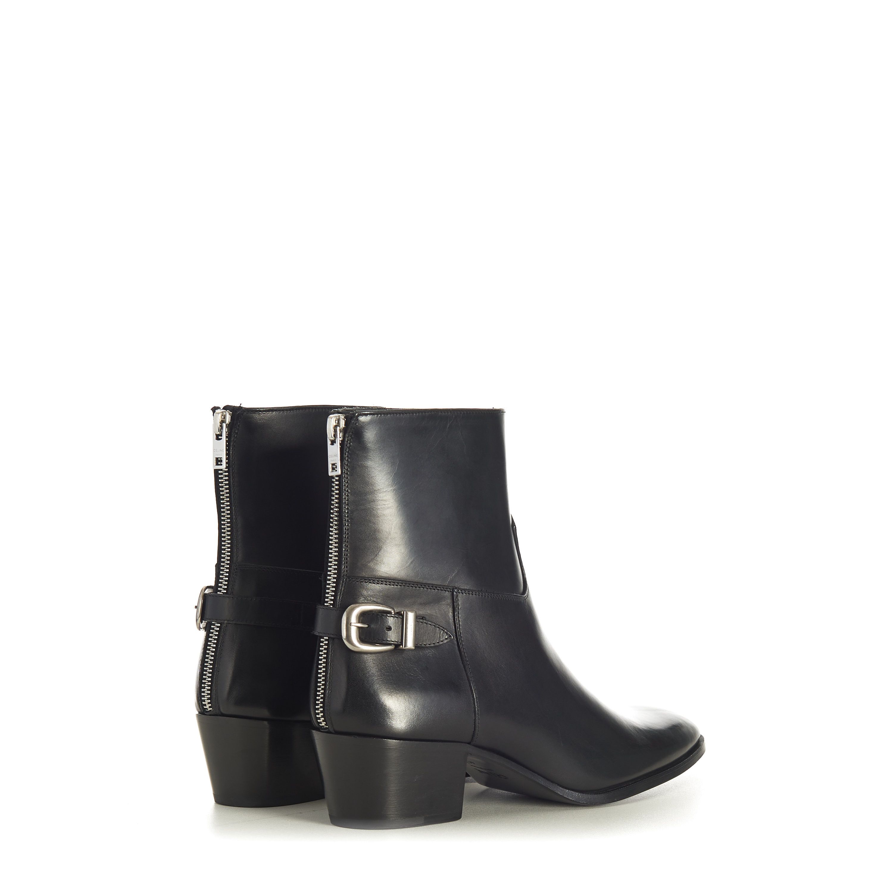 Celine Black Leather Zipped Isaac Ankle Boots - Back Buckle Size US 9 / EU 42 - 8 Thumbnail