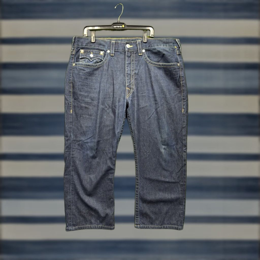 True Religion VINTAGE True Religion Jeans Mens 42 Ricky Relaxed Straight Big T Flap Pockets y2k Grunge Style Denim Blue 5-Pocket USA Logo (N/A not included) Size US 42 / EU 58 - 1 Thumbnail